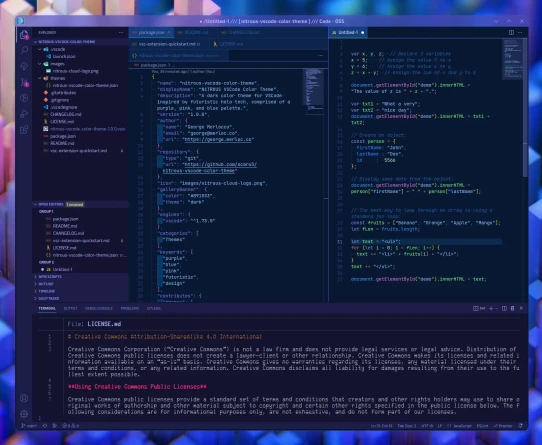 NiTROUS Theme (Dark) for VSCode Theme Screenshot