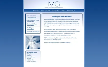 MG Forensics Website Screenshot