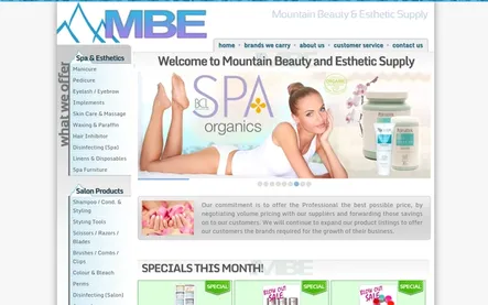 Mountain Beauty Esthetic Supply Website Screenshot