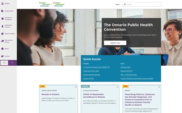 Public Health Ontario Public Health Ontario Website Screenshot